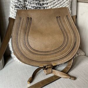 Chloe Brown Tan Crossbody Bag with Pebbled Leather